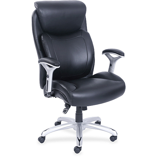 Lorell Wellness by Design Big & Tall Chair with Flexible Air Technology Black Seat Color - Bonded Leather Seat Material - Black Back Color - Bonded Leather Back Material - 5-star Base - Armrest - 1 Each (LLR48843)