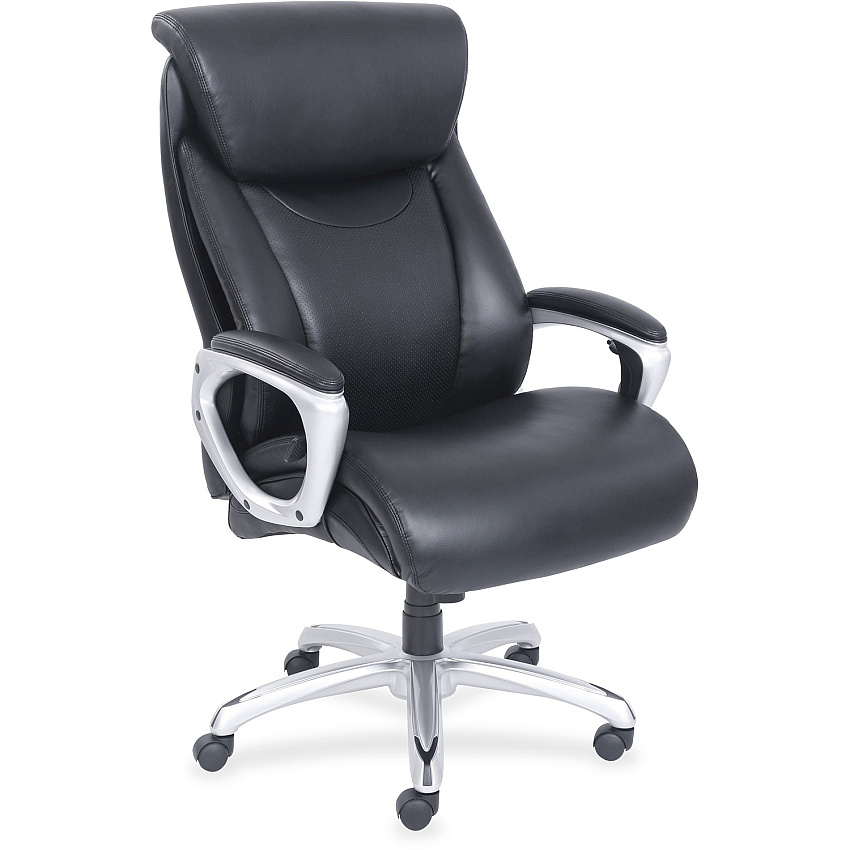 Lorell Wellness by Design Big & Tall Chair with Flexible Air Technology Black Seat Color - Bonded Leather Seat Material - Black Back Color - Bonded Leather Back Material - 5-star Base - Armrest - 1 Each (LLR48845)