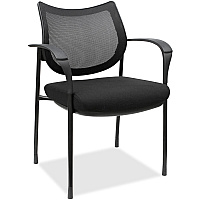 Lorell Mesh Back Guest Chair with Arms Fabric Seat Material - Plastic Frame Material - Four-legged Base - Black - Armrest - 1 Each (LLR60511)
