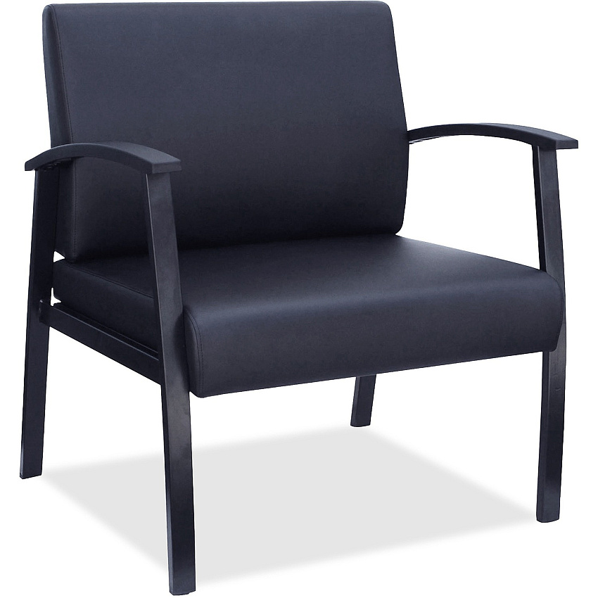 Lorell Big & Tall Guest Chair Steel Frame Material - Four-legged Base - Black - Bonded Leather - Armrest - 1 Each (LLR68557)