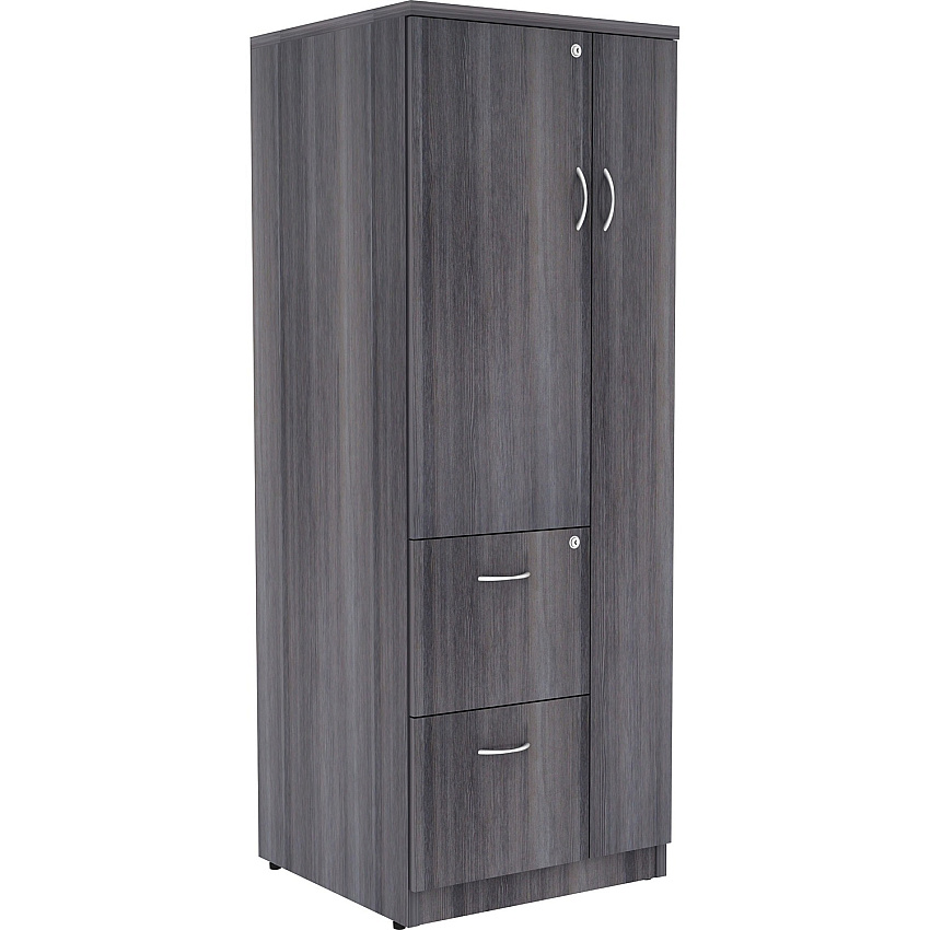 Lorell Essentials/Revelance Tall Storage Cabinet 65.6" Height x 23.6" Width x 23.6" Depth - 2 - 2 Shelve(s) - Material: Medium Density Fiberboard (MDF), Particleboard - Finish: Weathered Charcoal - Abrasion Resistant (LLR69659)