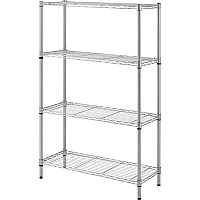 Lorell Light-Duty Wire Shelving 4 Tier(s) - 54" Height x 36" Width x 14" Depth - Floor - Sturdy - Epoxy - Silver - Plastic, Metal, Steel - 1 Each (LLR70063)