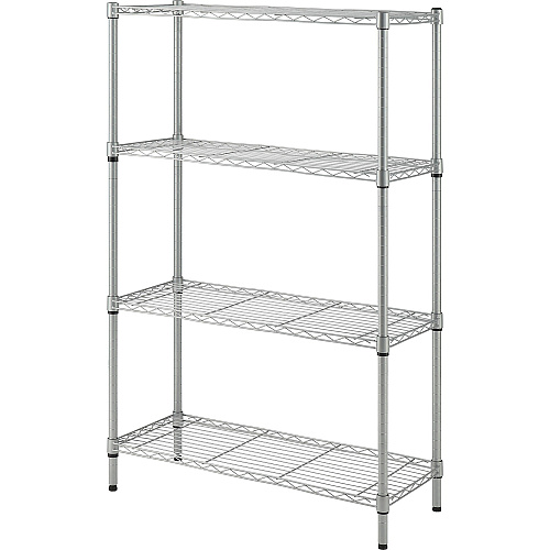 Lorell Light-Duty Wire Shelving 4 Tier(s) - 54" Height x 36" Width x 14" Depth - Floor - Sturdy - Epoxy - Silver - Plastic, Metal, Steel - 1 Each (LLR70063)