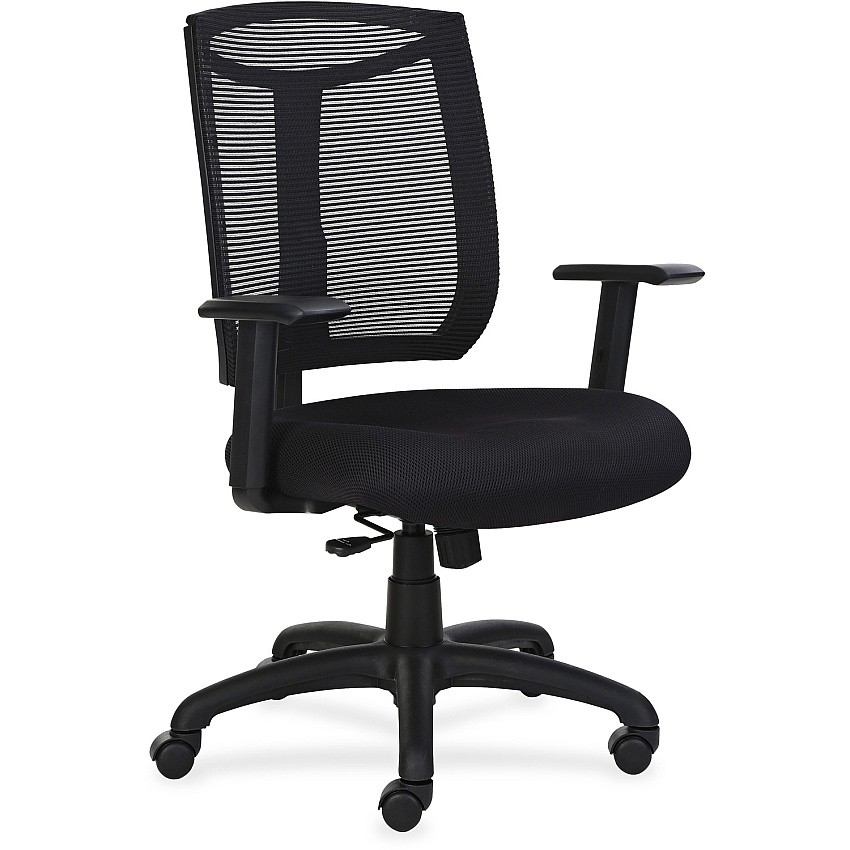 Lorell Air Grid Seat Office Chair Black Seat Color - Fabric Seat Material - Black Frame Color - 5-star Base - Black - Armrest - 1 Each (LLR83100)