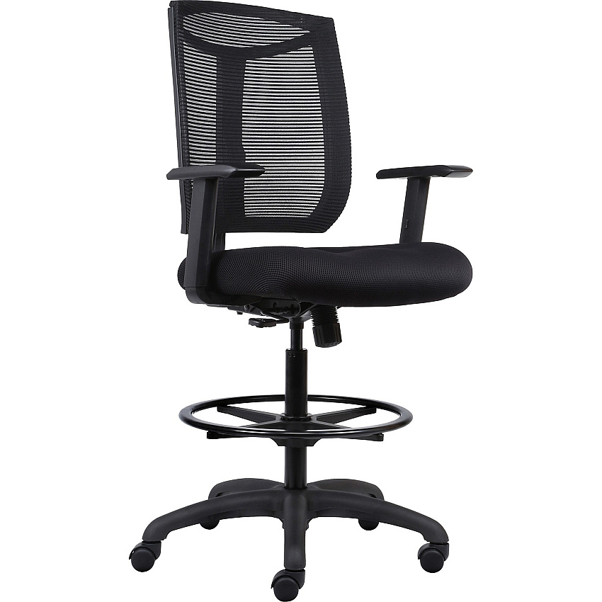 Lorell Air Grid Seat Swivel Stool Black Seat Color - Fabric Seat Material - Black Frame Color - 5-star Base - 1 Each (LLR83101)