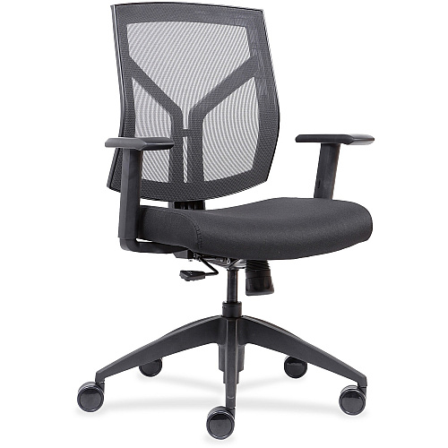 Lorell Mesh Mid-Back Office Chair Black Seat Color - Fabric, Foam Seat Material - Black Back Color - Mid Back - 1Each (LLR83111)