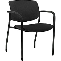 Lorell Advent Upholstered Stack Chairs with Arms Black Foam, Crepe Fabric Seat - Black Foam, Crepe Fabric Back - Powder Coated, Black Tubular Steel Frame - Four-legged Base - Armrest - 2 / Carton (LLR83114)