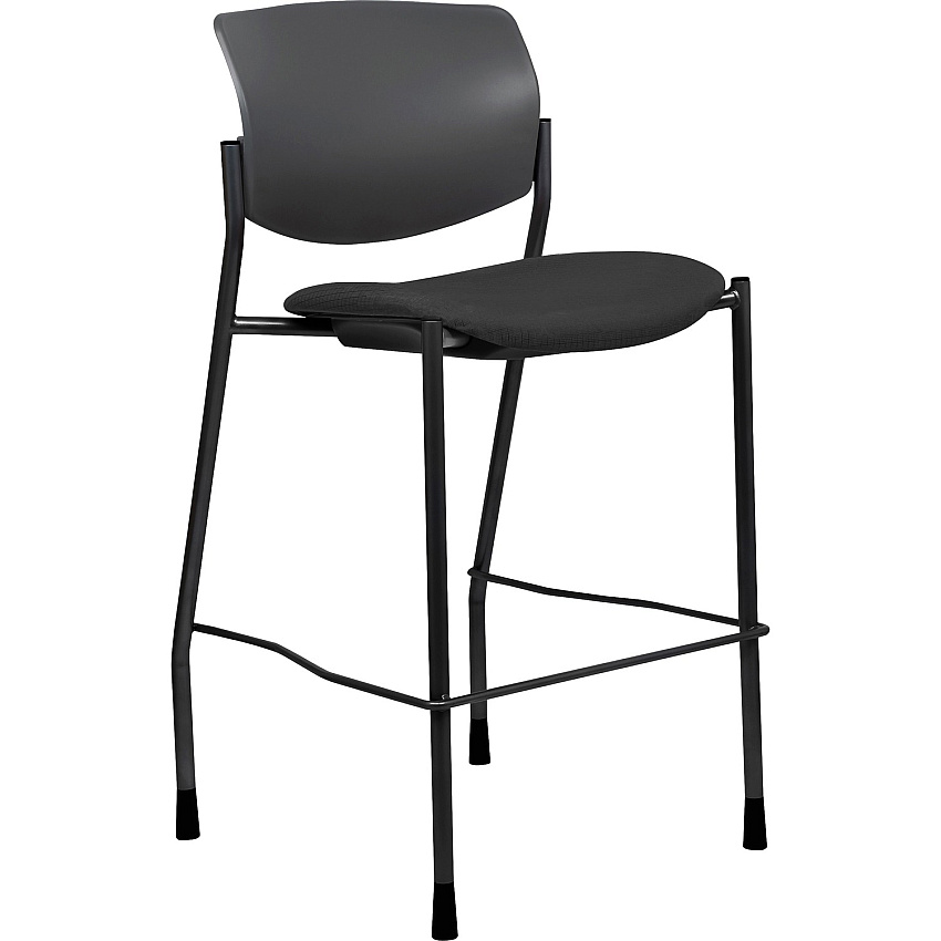 Lorell Advent Stool Black Seat Color - Crepe Fabric Seat Material - Black Back Color - Plastic Back Material - Powder Coated, Black Frame Color - Tubular Steel Frame Material - Four-legged Base - Black - 1 Each (LLR83119)