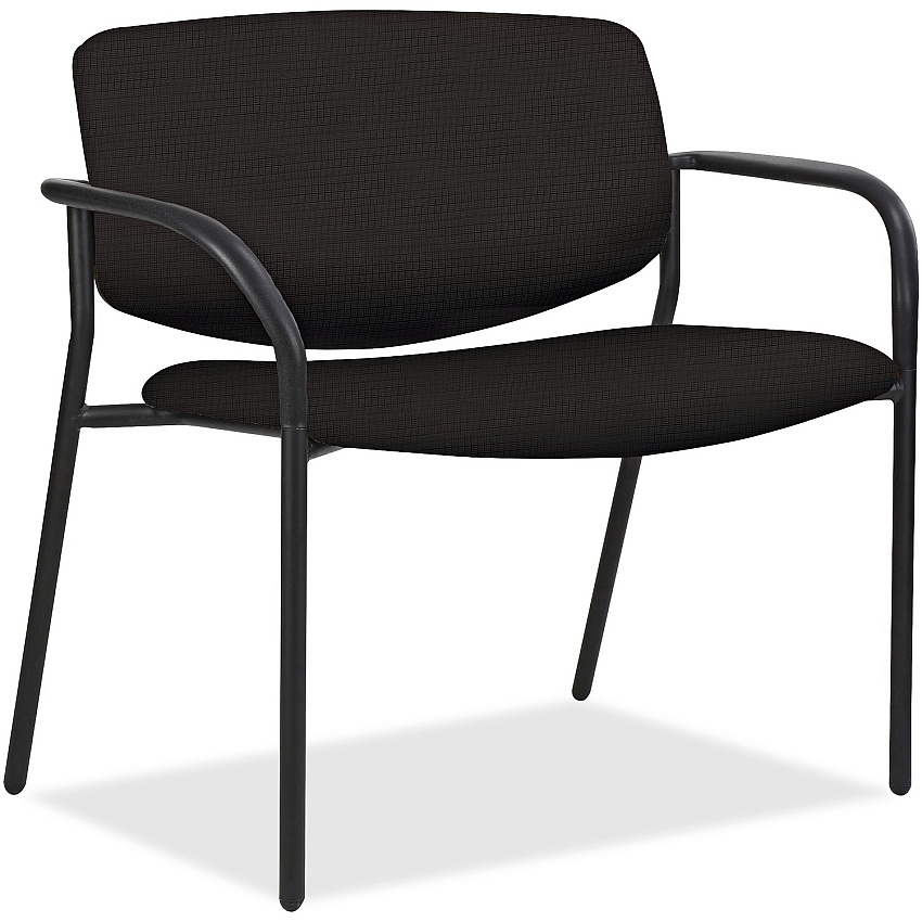 Lorell Avent Big & Tall Upholstered Guest Chair with Arms Black Seat Color - Steel, Crepe Fabric Seat Material - Black Back Color - Steel Back Material - Powder Coated, Black Frame Color - Tubular Steel Frame Material - Four-legged Base - Armre (LLR83120)