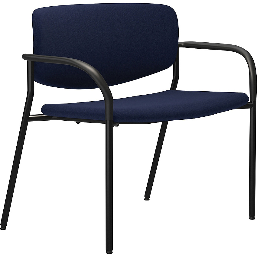 Lorell Avent Big & Tall Upholstered Guest Chair with Arms Dark Blue Seat Color - Steel, Crepe Fabric Seat Material - Dark Blue Back Color - Steel Back Material - Powder Coated, Black Frame Color - Tubular Steel Frame Material - Four-legged  (LLR83120A204)