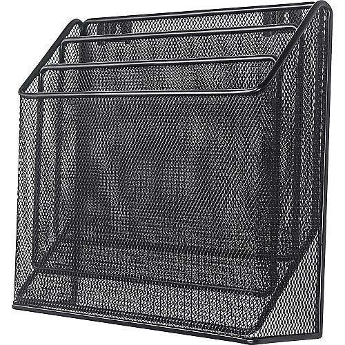 Lorell Mesh Desktop Organizer 3 Tier(s) - 11.42" Height x 3.54" Width x 12.72" Length - Desktop - Durable - Black - Metal - 1 Each (LLR84138)