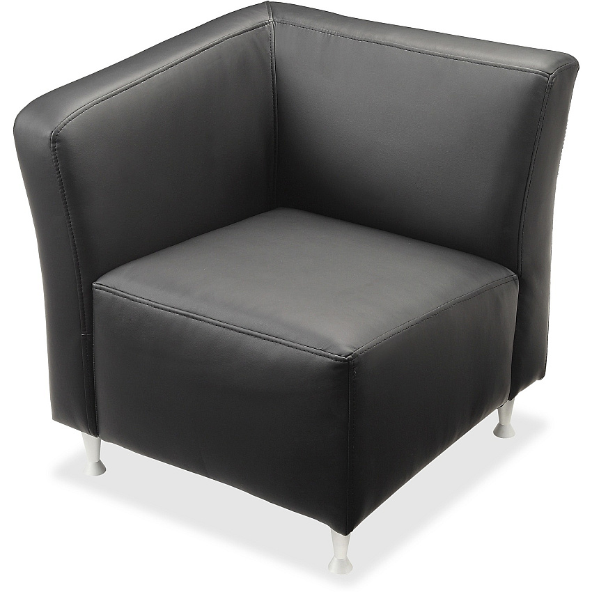 Lorell Fuze Modular Series Right Lounge Chair Black Seat Color - Leather Seat Material - Black Back Color - Leather Back Material - High Back - 1 Each (LLR86918)