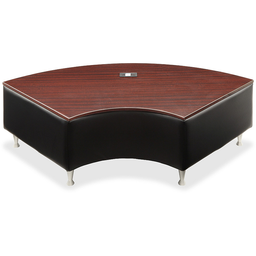 Lorell Fuze Modular Series Lounge Connector Unit Four-legged Base - Black - Mahogany, Leather, Aluminum - 1 Each (LLR86921)