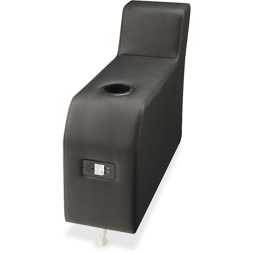 Lorell Fuze Modular Series Lounge Adder Arm Black - Leather - 1 Each (LLR86923)