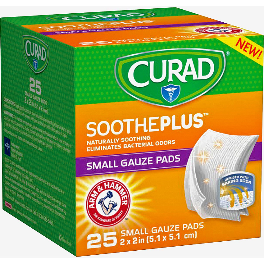 Curad SoothePlus Medium Non-stick Pads 2" Width x 2" Length - White - 25 / Box (CUR202225AH)