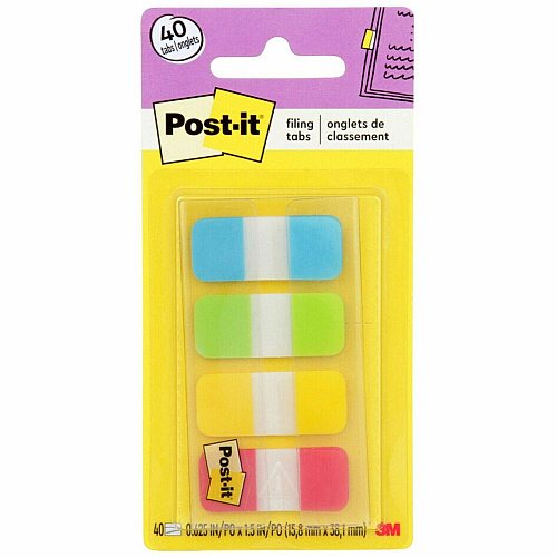 Post-it&reg; Easy Dispenser Tabs 40 Tab(s) - 0.63" Tab Width - Self-adhesive - Yellow, Red, Green, Blue Tab(s) - 40 / Pack (676ALYR)