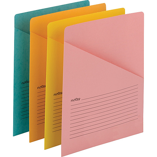 Smead Organized Up Recycled File Jacket 11 pt. - Aqua, Goldenrod, Pink, Yellow - 10% Recycled - 12 / Pack (75427)