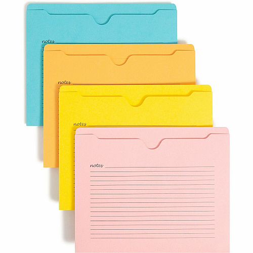 Smead Straight Tab Cut Letter Recycled File Jacket 8 1/2" x 11" - 2 Plys - Aqua, Goldenrod, Pink, Yellow - Preprinted - 10% Recycled - 12 / Pack (75616)