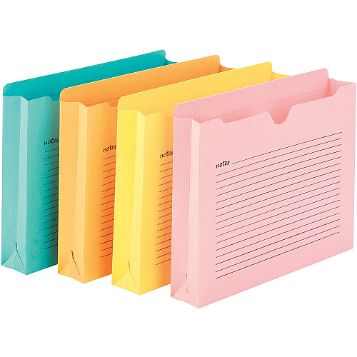 Smead Straight Tab Cut Letter Recycled File Jacket 8 1/2" x 11" - 2" Expansion - 2 Plys - Aqua, Goldenrod, Pink, Yellow - Preprinted - 10% Recycled - 12 / Pack (75694)