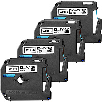 Brother P-touch Nonlaminated M Series Tape Cartridge 1/2" Width - Direct Thermal - White - Non-laminated, Self-adhesive - 4 / Bundle (M231BD)