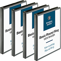 Business Source Round-ring View Binder 1/2" Binder Capacity - Letter - 8 1/2" x 11" Sheet Size - 125 Sheet Capacity - Fastener(s): Round Ring - Pocket(s): 2, Internal - Polypropylene - Black - Sturdy, Non-glare, Exposed Rivet, Durable, Gap-fr (BSN09950BD)