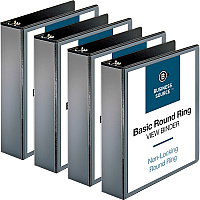 Business Source Round-ring View Binder 2" Binder Capacity - Letter - 8 1/2" x 11" Sheet Size - 475 Sheet Capacity - Fastener(s): Round Ring - Pocket(s): 2, Internal - Polypropylene - Black - Wrinkle-free, Gap-free Ring, Clear Overlay, Non Loc (BSN09956BD)