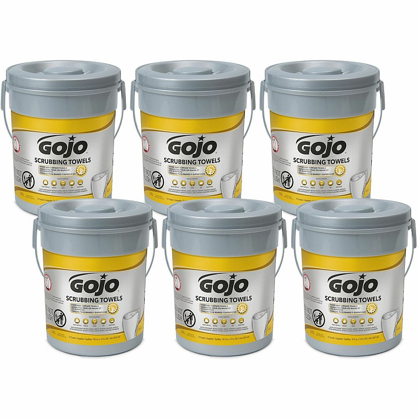 Gojo&reg; Scrubbing Towels 10.50" Width x 13" Length - White - 72/Tub - 6 / Carton (639606CT)