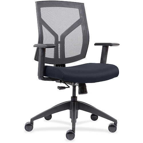 Lorell Mesh Mid-Back Office Chair Dark Blue Seat Color - Fabric, Foam Seat Material - Black Frame Color - Mid Back - 1 Each (LLR83111A204)
