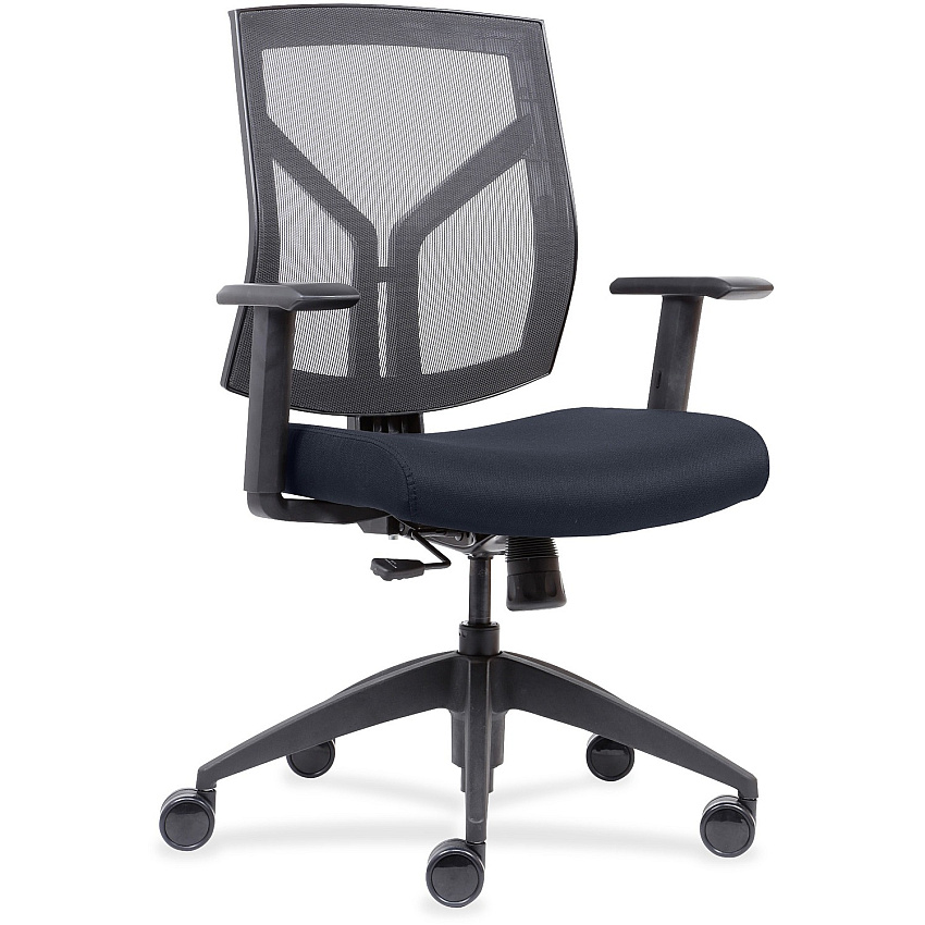 Lorell Mesh Mid-Back Office Chair Dark Blue Seat Color - Fabric, Foam Seat Material - Black Frame Color - Mid Back - 1 Each (LLR83111A204)