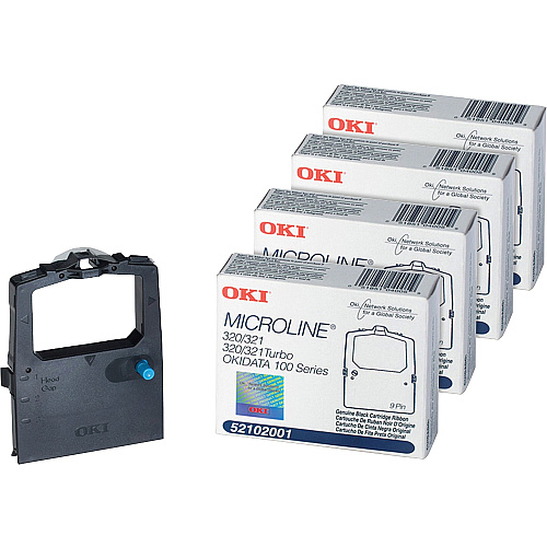 Oki Dot Matrix Ribbon Cartridge - Black - 4 / Bundle 3 Million Characters (52102001BD)