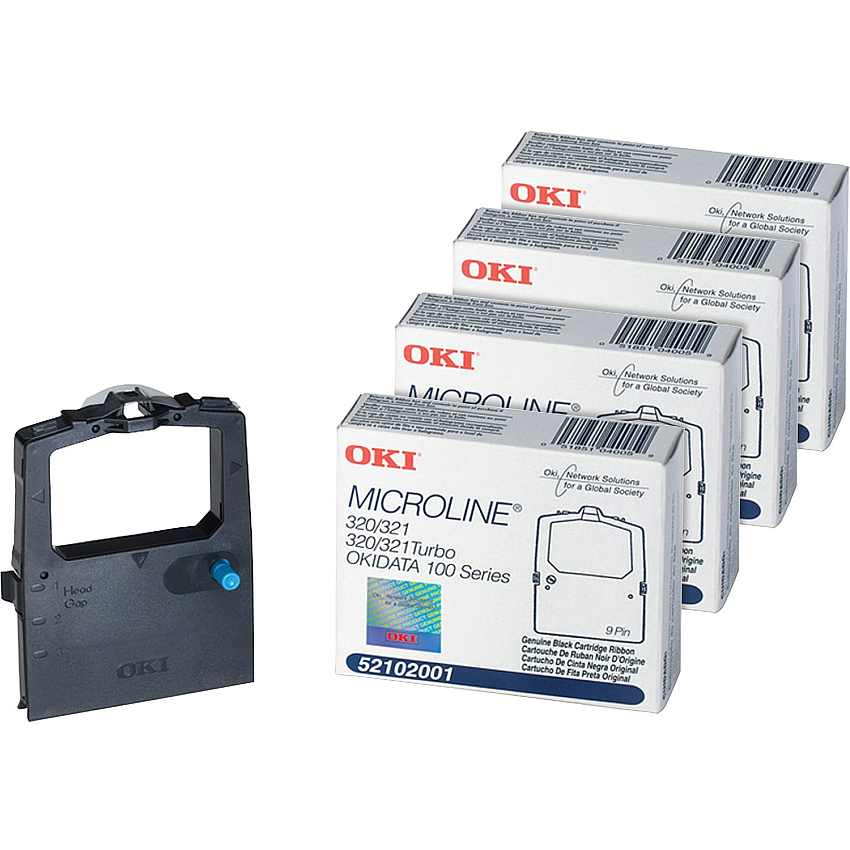 Oki Dot Matrix Ribbon Cartridge - Black - 4 / Bundle 3 Million Characters (52102001BD)