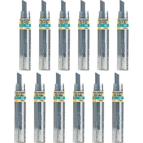 Pentel Super Hi-Polymer Leads 0.7 mm , Medium Point - HB - Black Lead - 12/Tube - 12 / Box (50HBBX)