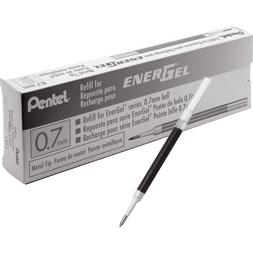 EnerGel Liquid Gel Pen Refill 0.70 mm - Black Ink - Smudge Proof, Quick-drying Ink, Glob-free - 12 / Box (LR7ABX)