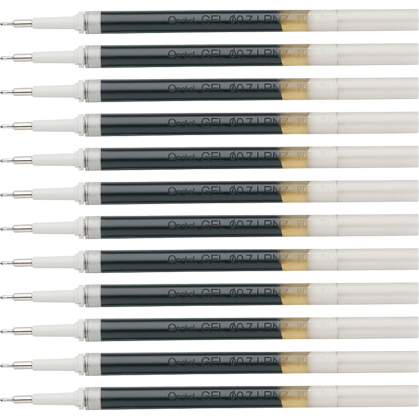 EnerGel Retractable Liquid Pen Refills 0.70 mm , Medium Point - Black Ink - Smudge Proof, Smear Proof, Quick-drying Ink, Glob-free, Smooth Writing - 12 / Box (LRN7ABX)
