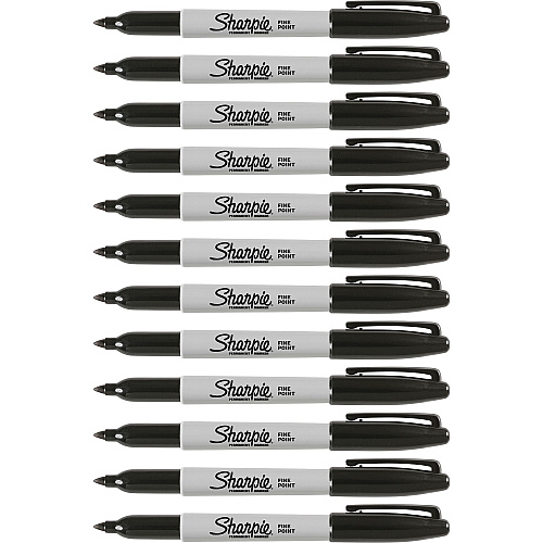 Sharpie Fine Point Permanent Ink Markers Fine Marker Point - Black Ink - Alcohol Based - 1 Dozen (30051DZ)