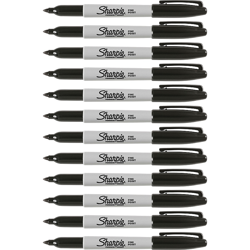 Sharpie Fine Point Permanent Ink Markers Fine Marker Point - Black Ink - Alcohol Based - 1 Dozen (30051DZ)
