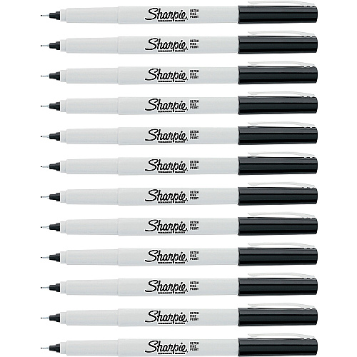Sharpie Ultra Fine Permanent Markers Ultra Fine Narrow Marker Point - Alcohol Based - 1 Dozen (37121DZ)