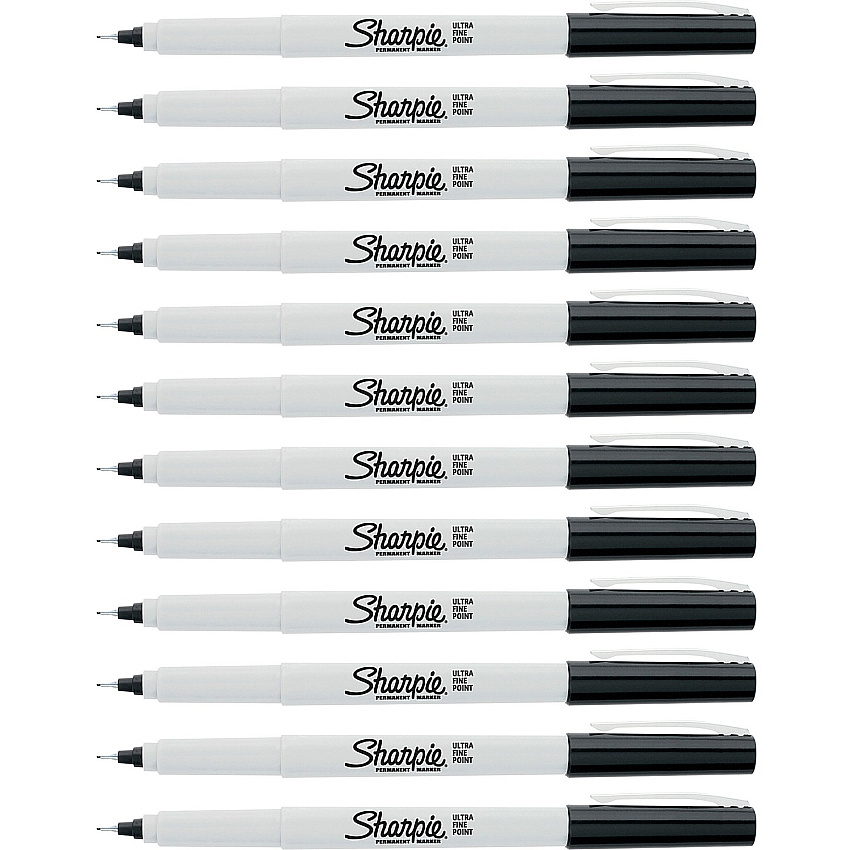 Sharpie Ultra Fine Permanent Markers Ultra Fine Narrow Marker Point - Alcohol Based - 1 Dozen (37121DZ)