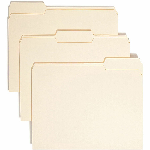 Smead 1/3 Tab Cut Letter Recycled Top Tab File Folder 8 1/2" x 11" - 3/4" Expansion - Top Tab Location - Assorted Tab Position - 11 pt. - 1 Plys - Manila - Sturdy - 10% Recycled - 100/Box - 5 / Carton (10330CT)