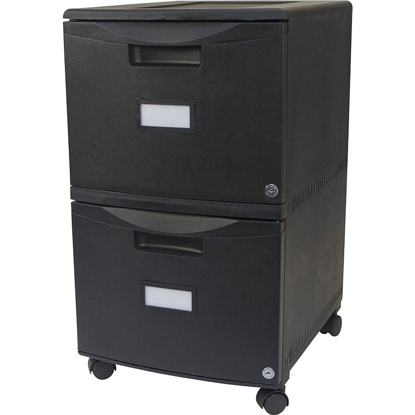 Storex 2-Drawer Locking Mobile Filing Cabinet 15.5" Width x 18.5" Depth x 26.3" Height - 2 x Drawer(s) for File - Letter, Legal - Lightweight, Stackable, Moisture Resistant, Rust Resistant, Lockable, Durable, Label Holder, Locking Casters, Den (61312U01C)