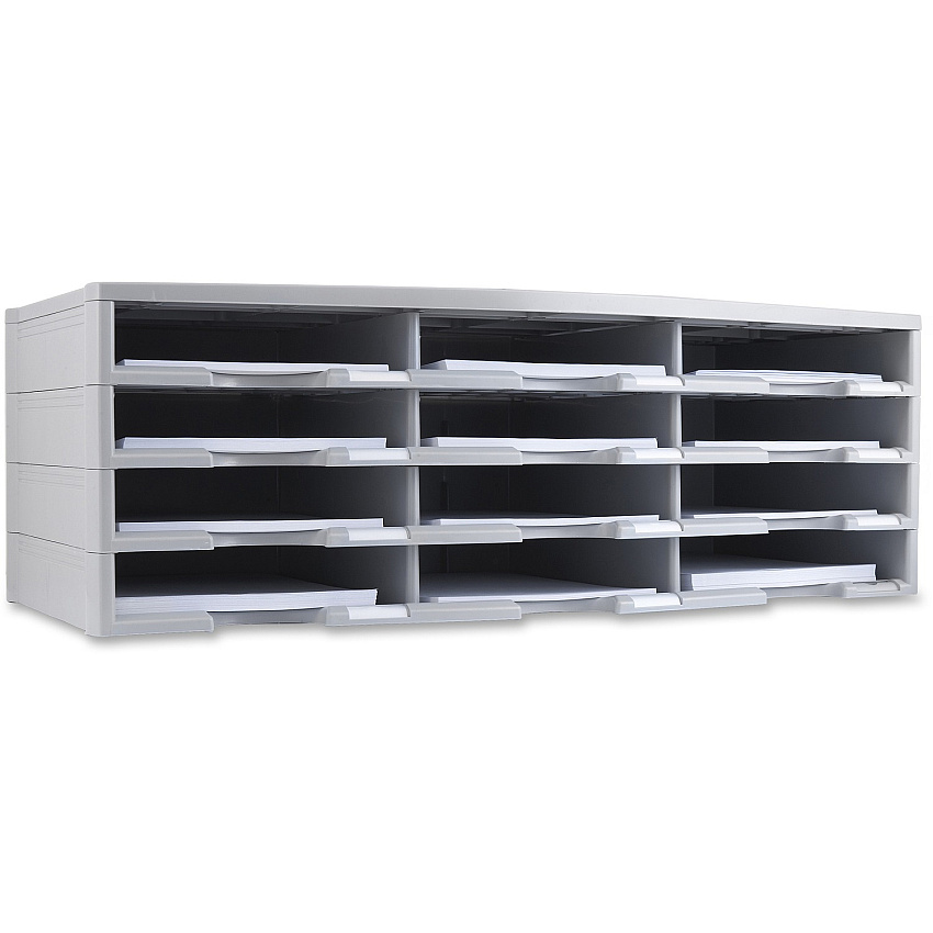Storex 12-compartment Organizer 6000 x Sheet - 12 Compartment(s) - Compartment Size : 9.50" x 12" - 10.50" Height x 14.13" Width31.38" Length - 100% Recycled - Gray - Polystyrene - 1 Each (61431U01C)