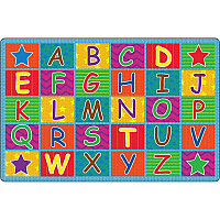 Flagship Carpets Cheerful Alphabet Classroom Rug 72" Length x 48" Width x 0.50" Thickness - Rectangle - Multicolor - 1 Each (FE33422A)
