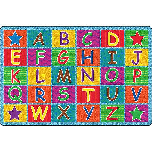 Flagship Carpets Cheerful Alphabet Classroom Rug 72" Length x 48" Width x 0.50" Thickness - Rectangle - Multicolor - 1 Each (FE33422A)