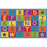 Flagship Carpets Cheerful Alphabet Classroom Rug 12 ft Length x 90" Width x 0.50" Thickness - Rectangle - Multicolor - 1 Each (FE33444A)