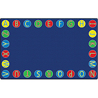 Flagship Carpets Alphabet Circles Seating Rug 12 ft Length x 90" Width x 0.50" Thickness - Rectangle - Multicolor - 1 Each (FE40544A)