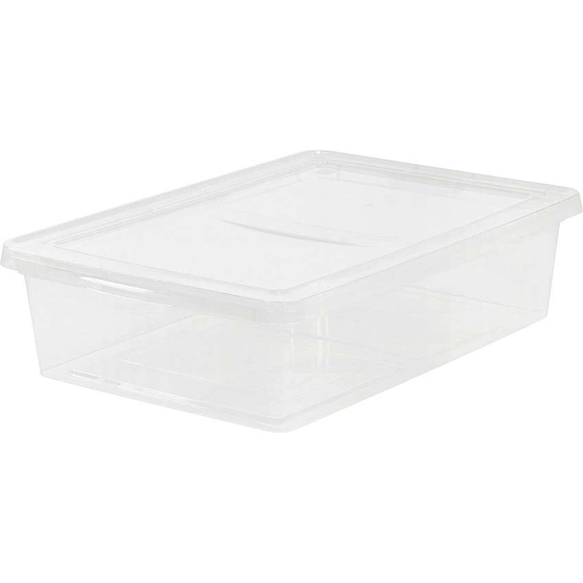 IRIS 28-quart Storage Box External Dimensions: 24" Width x 16.3" Depth x 6" Height - 7 gal - Snap-in Lid Closure - Stackable - Plastic - Clear - For Clothes, Shoes - 1 Each (200420)