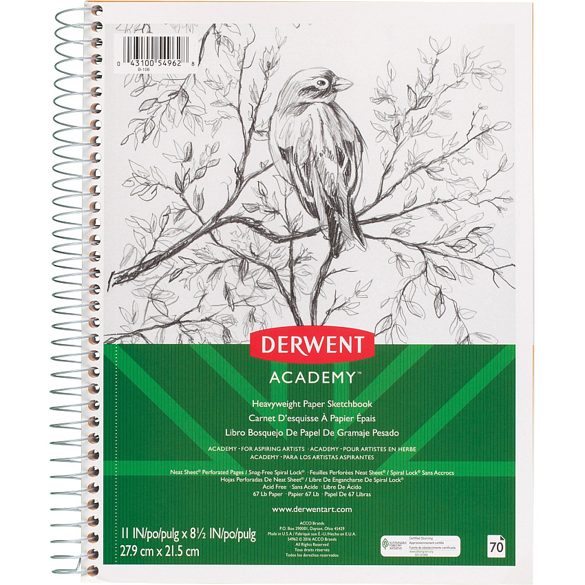 Mead Academy Heavyweight Paper Sketch Journal - Letter Wire Bound - 67 lb Basis Weight - Letter - 8 1/2" x 11" Sheet Size - White Paper - 1 Each (54962)