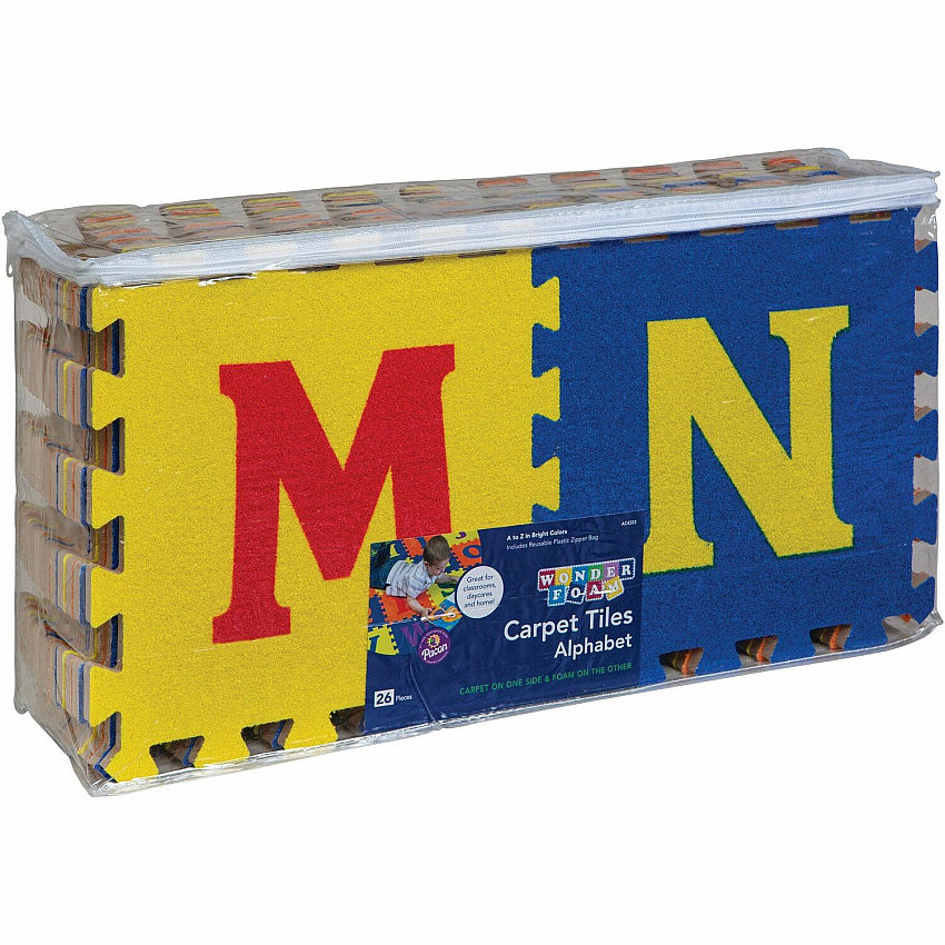 Creativity Street WonderFoam Alphabet Carpet Tiles 12" Length x 12" Width - Square - Assorted - Foam (AC4353)