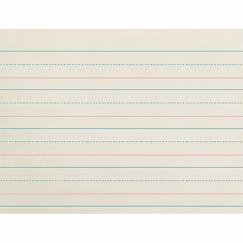 Zaner-Bloser Broken Midline Ruled Paper Printed - 1.13" Ruled - 30 lb Basis Weight - 8" x 10 1/2" Sheet Size - White Paper - 500 / Ream (ZP2610)