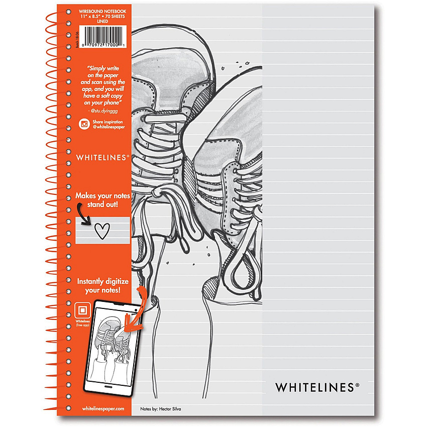 Roaring Spring Whitelines Premium Line Ruled Spiral Notebook 70 Sheets - 140 Pages - Printed - Spiral Bound - Both Side Ruling Surface - 20 lb Basis Weight - 75 g/m² Grammage - 11" x 8 1/2" Sheet Size - 0.33" Height x 8.5" Width x 11" Length  (17000)